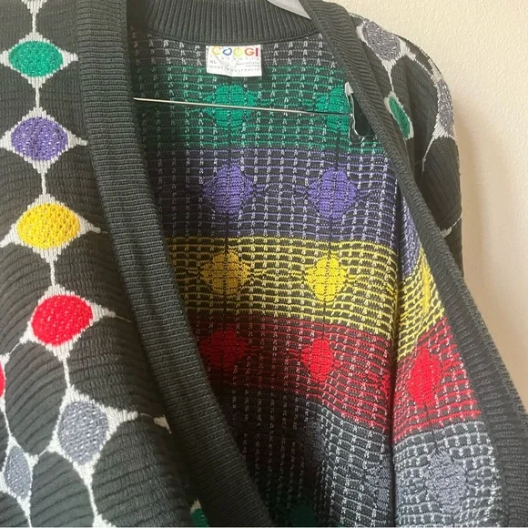 Vintage COOGI Australia Cardigan Sweater XL Multicolor Textured Knit Hip Hop 90s - Picture 6 of 8